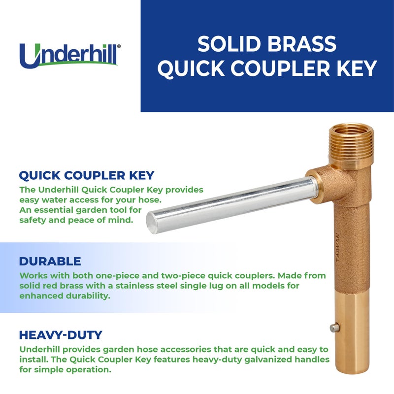 Underhill Quick Coupler Key Tool for Coupler Valve, 3/4-Inch MPT x 1/2-Inch FPT Outlet, Sprinkler Garden Irrigation System, Solid Brass, QK-075 - Image 3